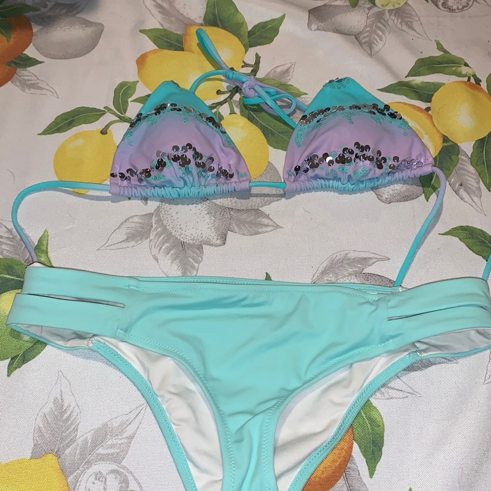 Victoria's Secret Mermaid Sequence Blue Bikini S Gem